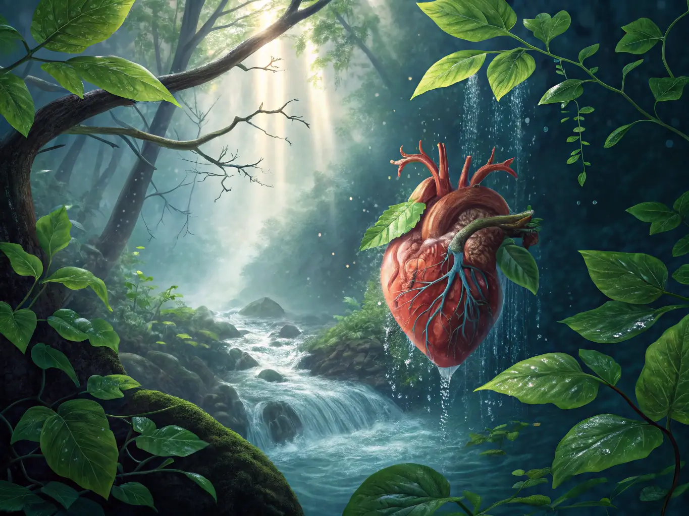 A visually appealing image of a heart chakra glowing with vibrant green light, representing the emotional healing and balance associated with 432Hz music.